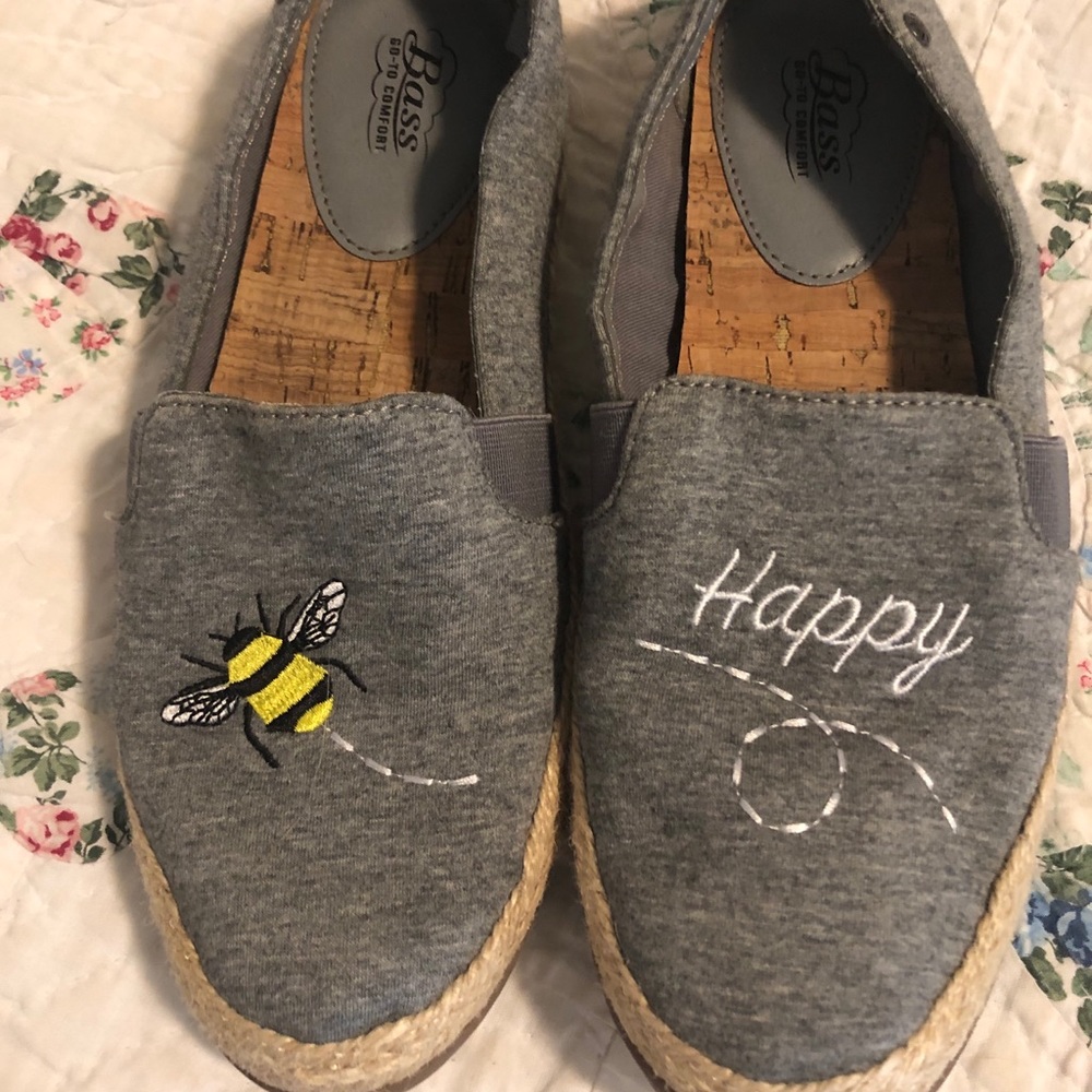 Bass Loafers with Bee Happy.